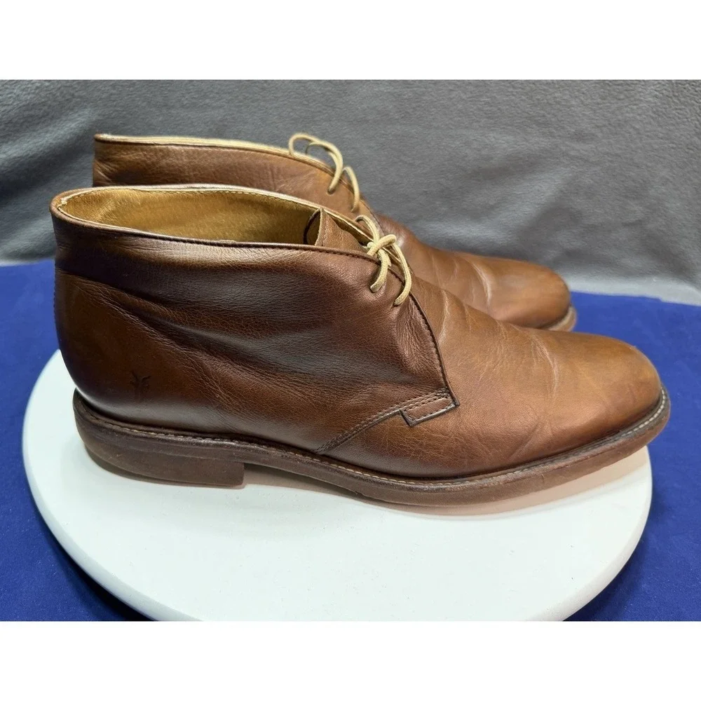 Frye Bowery Chukka Ankle Boots Brown Tan Mens Size 13 D Lace Up Leather